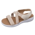 thumbnail image 4 of Rokment Women's Orthopedic Walking Flat Sandals Fashion Comfortable Athletic Mesh Memory Foam Strappy Sandal for Woman Beach Vacation Casual Platform Low Heel Summer Shoes Beige Size 6.5, 4 of 5