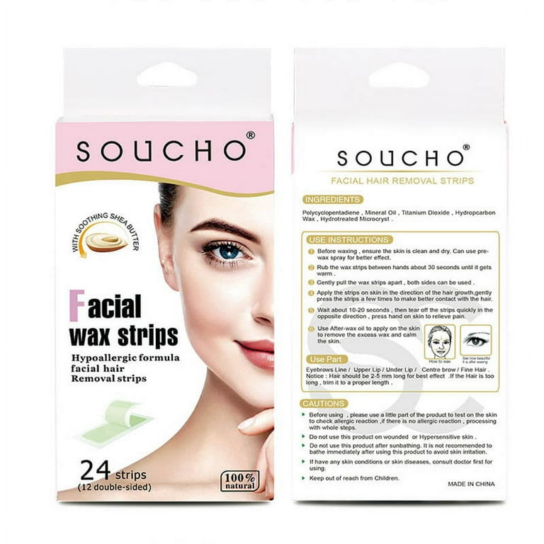 24Pcs Lip Hair Removal Wax Paper Effective Portable Double Sided Gentle Wax Strips for Women Face Lip Moustache New Wax Paper