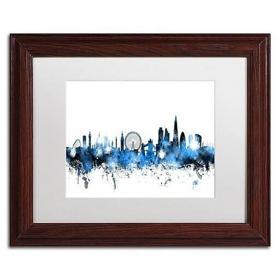 Trademark Fine Art 'London England Skyline' Canvas Art by Michael Tompsett, White Matte, Wood Frame