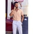thumbnail image 5 of COOFANDY Mens Casual Wrinkle Free Shirts Untucked Short Sleeve Button Down Summer Light Weight Collared Dress Shirt Peach, 5 of 6