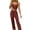 Brick Red, variant on Tank Top and Pants Pajama Set, Women's 2 Piece Pajama Set Sleeveless Cami Top and Long Pants Sleepwear Lounge Sets Cute Pajamas for Women Pink L