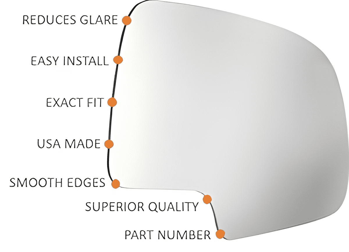 Burco 2904 Driver Side Flat Replacement Mirror Glass for Chrysler Pt Cruiser