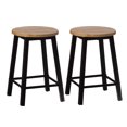 thumbnail image 1 of Set of 2 17.5-Inch Rustic Round Solid Wood Counter-Height Bar Stool with Footrest and Durable Steel Frame, Perfect for Dining Room, Kitchen Island and Home Bar - Ideal for Indoor and Outdoor Parties, 1 of 1