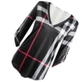 thumbnail image 3 of Camiseta con estampado a cuadros Mujer Otoño Manga 3/4 Blusa con cuello en V profundo Top suelto Advancent AP000101-07B, 3 of 4