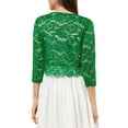 thumbnail image 3 of DARING DIVA 3/4 Sleeve Sheer Floral Lace Shrug Top XL Green, 3 of 6