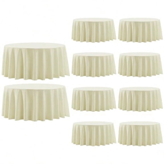 Round Tablecloth 120 Inch Tablecloth 10 Pack Ivory Table Cloths Washable Decorative Polyester TableClothes Cover for Dining Table Banquets Buffet Parties and Wedding