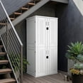 thumbnail image 4 of ZYJOYY Outdoor Storage Cabinet, 30 Cu. ft. Resin Vertical Storage Shed with 4 Shelves, Lockable Waterproof Tool Storage for Patio Garden,White, 4 of 10