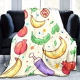 thumbnail image 4 of 1pc Fruit and Vegetable Print Flannel Blanket - Soft Warm Throw with Banana, Beet, Pickles - Lightweight All-Season Indoor/Outdoor Blanket for Home, Office, Camping, Travel - Perfect Gift for Veggie, 4 of 7