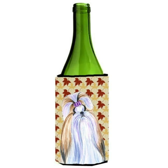 Shih Tzu Fall Leaves Portrait Wine bottle sleeve Hugger 24 oz.