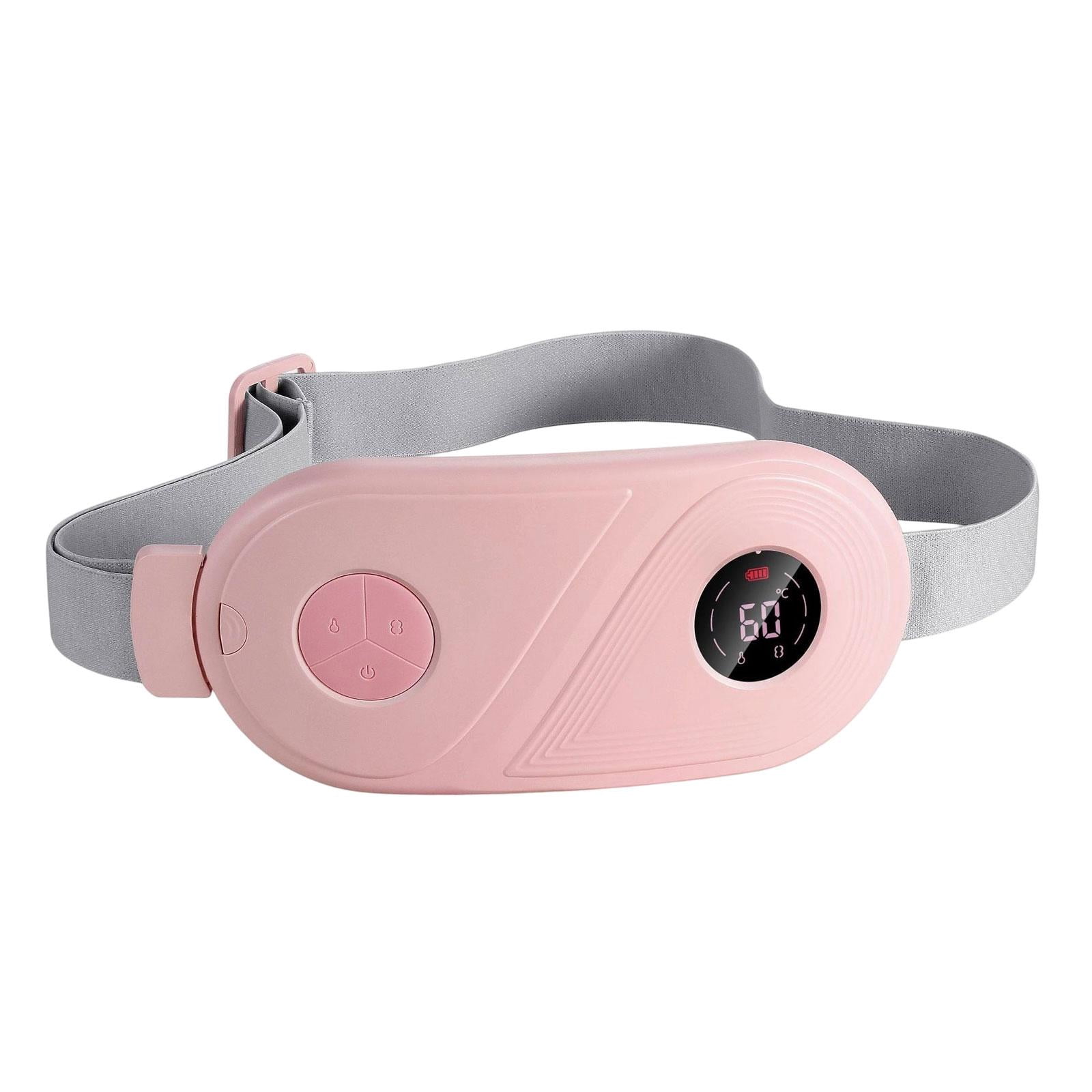 Wswqop Electric Menstrual Heating Pad Waist Belt Rechargeable Portable Belly Wrap Skin Pink
