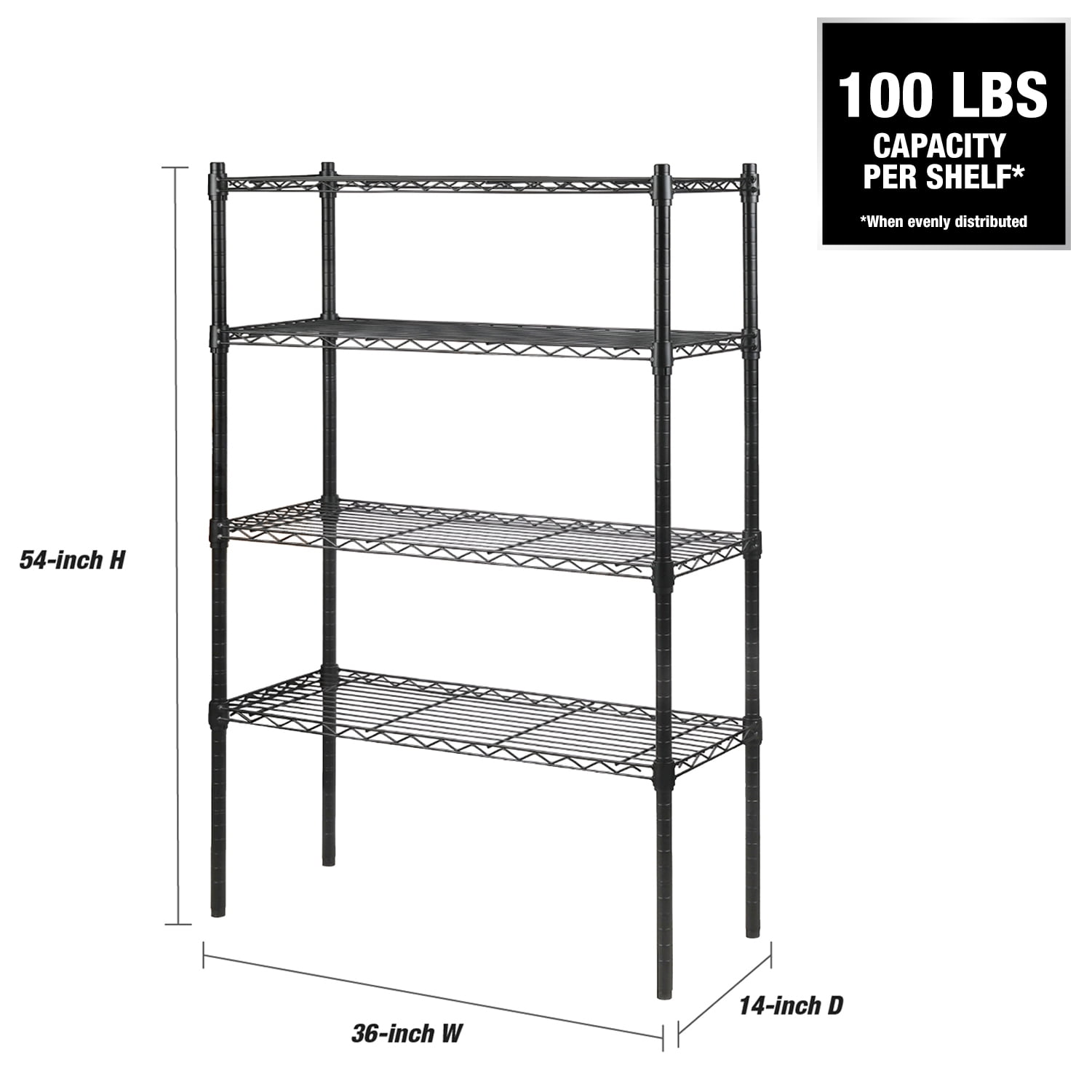 WorkPro 4-Tier Chrome Slim Wire Shelving