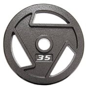 BalanceFrom 2" Cast Iron Bar Plate Single Pack - Gray Rust-Resistant Coating, 3 Grip Holes, Strength Training, 2.5-45 lbs