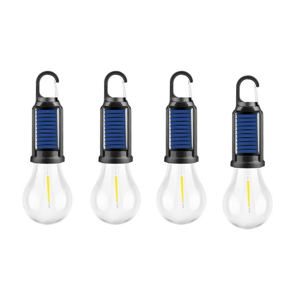 Bombilla de luz de camping recargable solar para exteriores | Lámpara colgante LED de luz cálida ambiental | Impermeable IPX4 | Batería de 400mAh | Carga tipo C | Para exteriores, jardín, viajes | 1