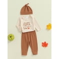 thumbnail image 5 of Aojekbee Baby Boys Outfit, Long Sleeve Letters Print Romper Elastic Waist Pants Hat Halloween Clothes, 5 of 10