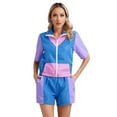 thumbnail image 3 of Haitryli Women's 80s Tracksuit Retro Outfits 2 Piece Zipper Front Jacket with Loose Shorts Blue L, 3 of 7
