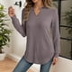 thumbnail image 1 of MHFRRA Camiseta de Manga Larga con Cuello En V para Mujer, Informal, de Rayas Suaves y Cepilladas, para Uso Diario, Cómoda, Elástica y Básica. Café, 1 of 4