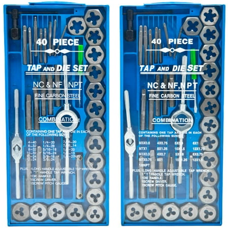 - Biltek 80pc Professional SAE & Metric Tap and Die Set T-Handle Wrench Screw Pitch Gauge