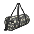 thumbnail image 3 of Xecao Daisies Flowers print Round Travel Duffel Bag is a foldable gym bag with an inner pocket, perfect for travel sports, 3 of 8