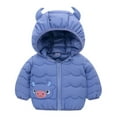 thumbnail image 2 of Tdoqot Toddler Girls Boys Quilted Jackets with Hood Fall Winter Clothes Cute Long Sleeve Zip up Coats Blue Size 1T, 2 of 9