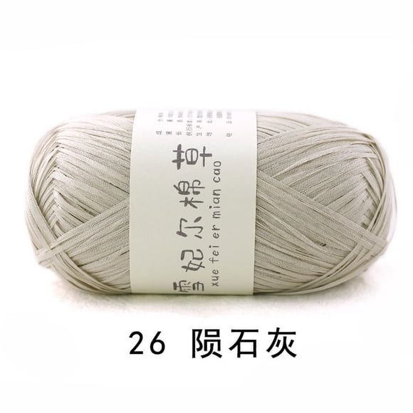 Firefly Hope Fil de Raphia 100G pour Crochet, Fil de Coton Doux pour Crochet Sac/chapeau de Plage d'Été, 503 Yards Fil de Papier Ruban pour Débutants Tricot à la Main Sac à Main, Gris Clair