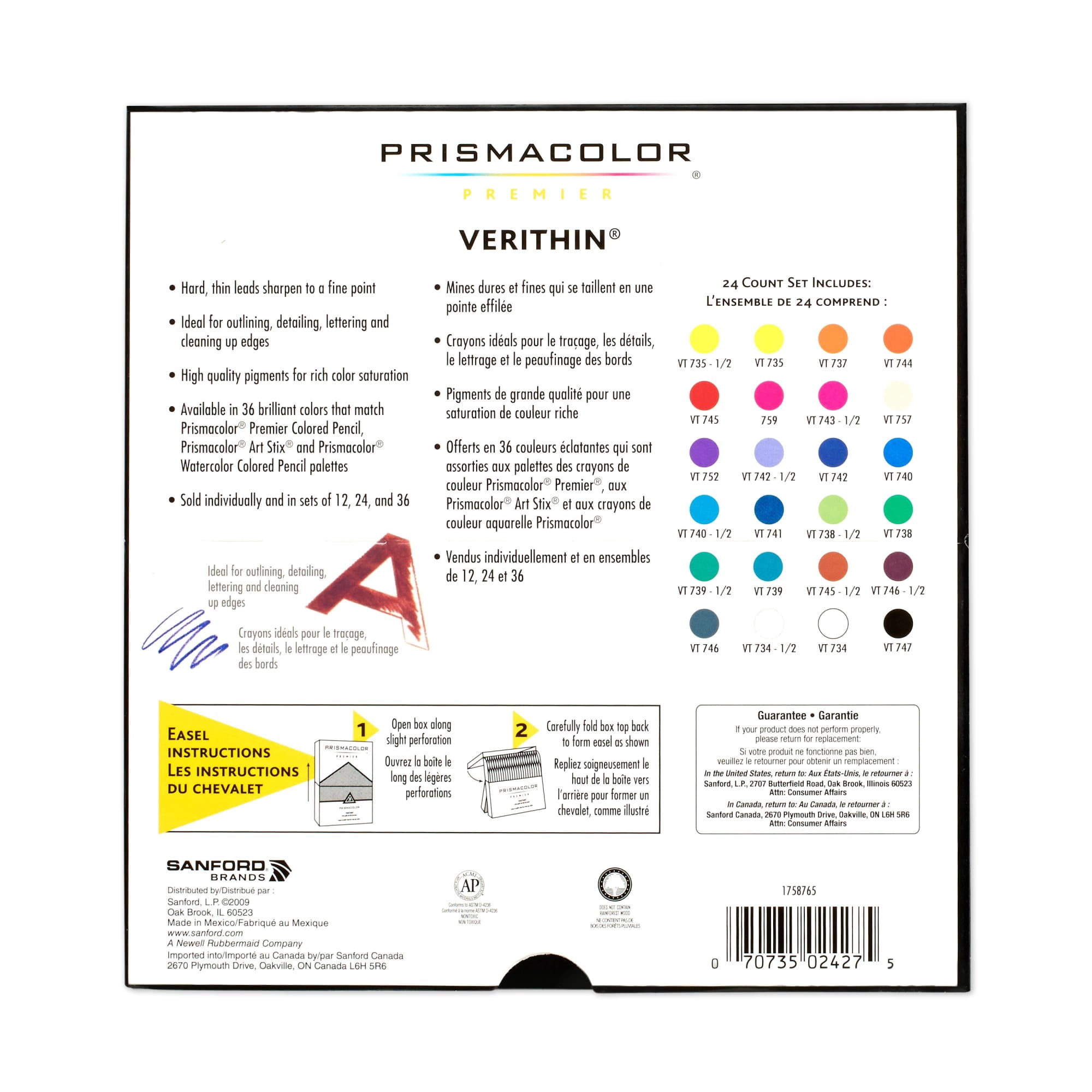 Prismacolor Premier Verithin Colored Pencils, 24 Pack
