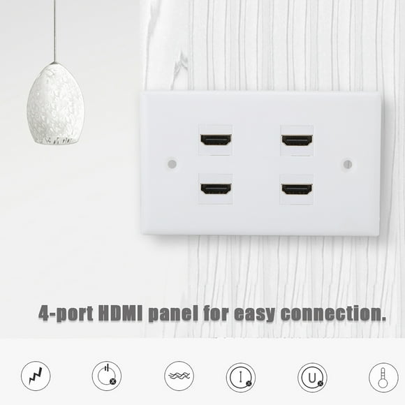 Panel Placa de pared HDTV de vídeo con cubierta de acoplador de hebilla de 4 puertos