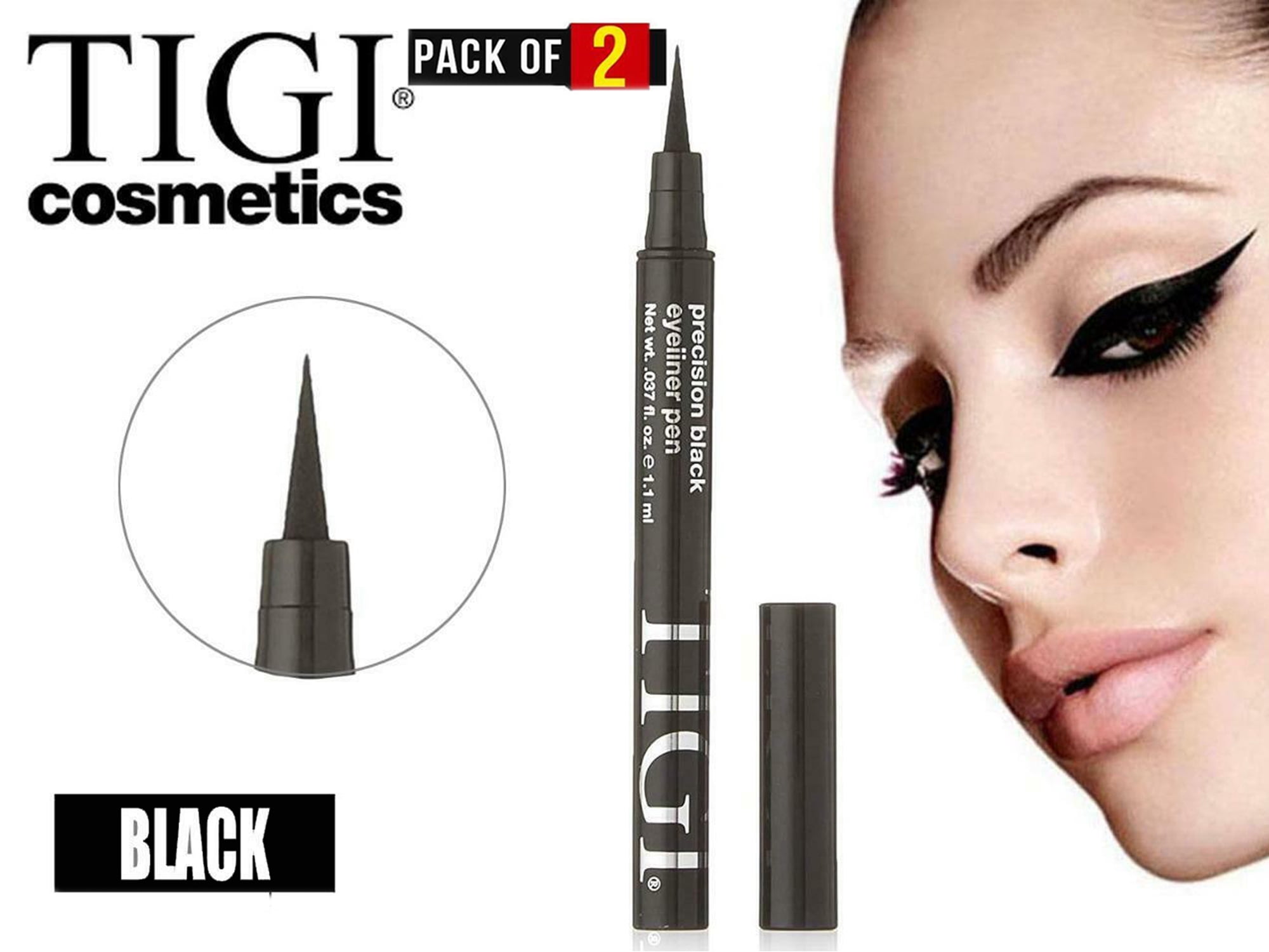 Pack 2 Tigi Cosmetics Precision Eyeliner Pen Black For Women Girl New Walmart Com Walmart Com
