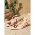 thumbnail image 5 of On feet & in love Women's Pointed Toe Geometric Buckle Slingback Heels - Dual Strap Stiletto Dress Pumps with Adjustable Ankle Strap,11,Pink, 5 of 6