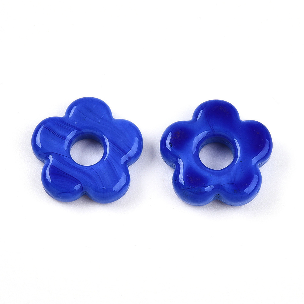 100pcs Handmade Lampwork Beads Flower Mixed color 15~16x16x3.5~4.5mm Hole: 4.5~5mm