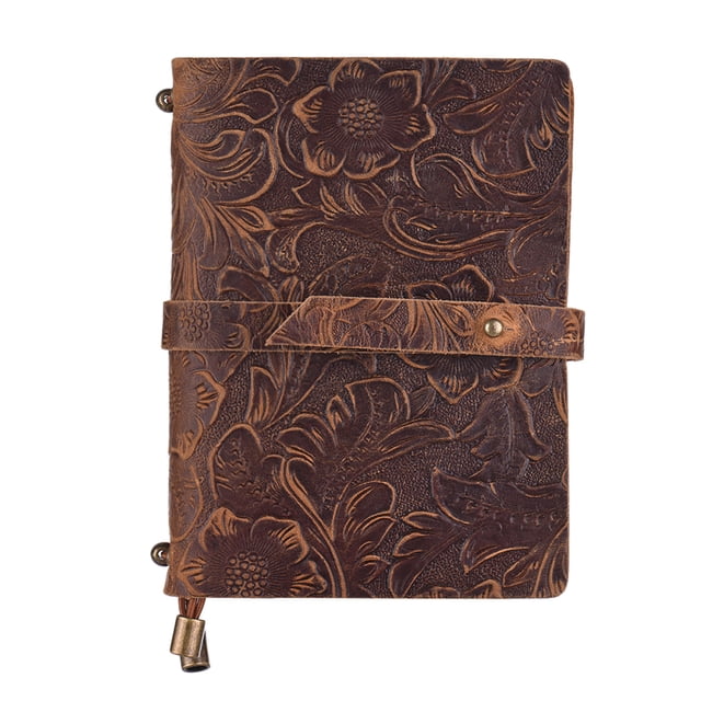 FlyFlise Leather Vintage Embossed Pattern Travel Journal Notebook Lined Blank