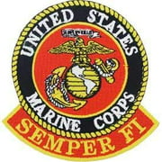 USMC LOGO, SEMPER FI - Embroidered Patches, High Quality Iron On Patch - 3"