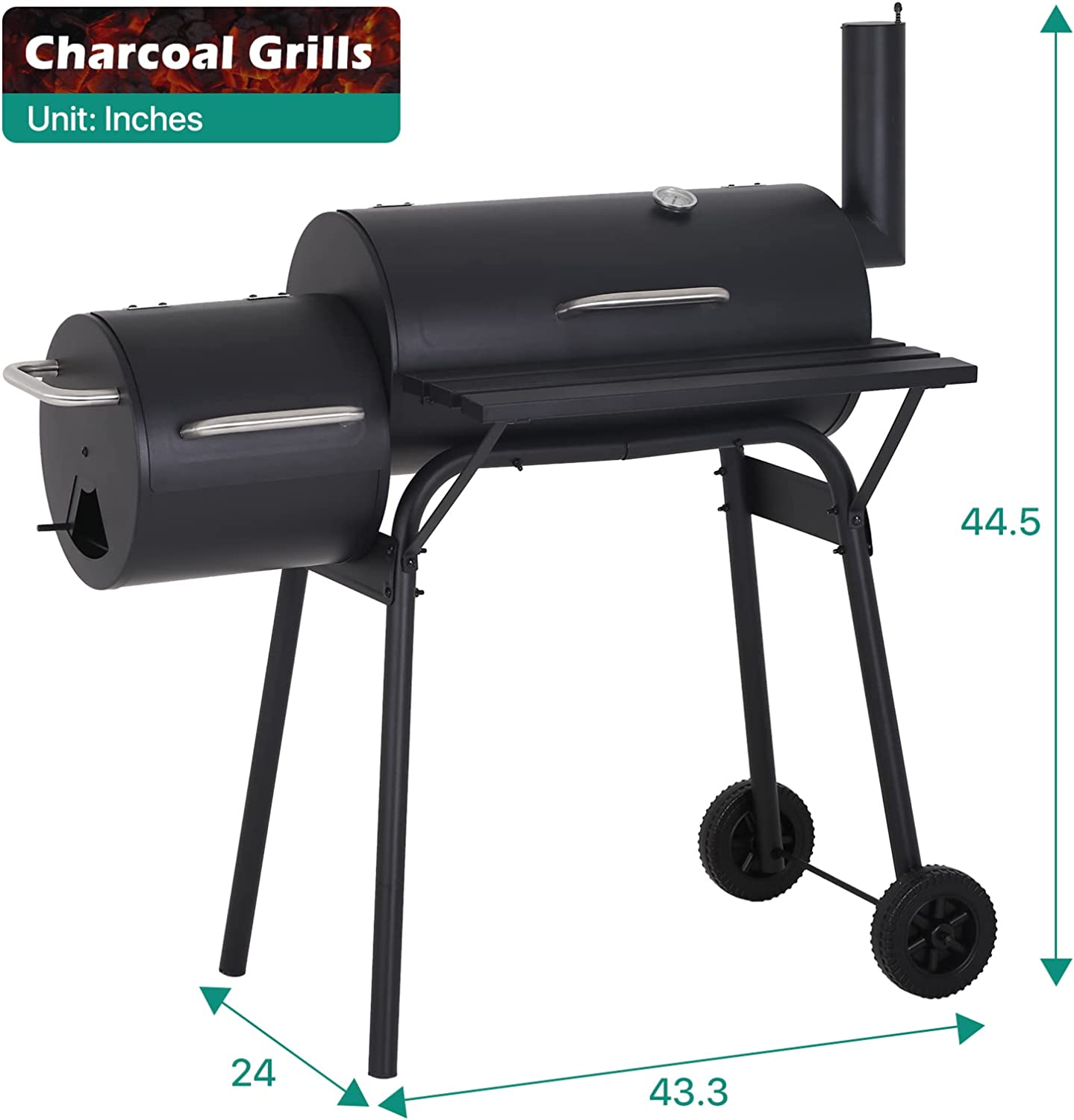 NiamVelo BBQ Charcoal Grills Outdoor BBQ Grill Camping Grill, Stainless Steel Grill Offset Smoker with Cover, Portable BBQ Barbecue Grill for Picnic Camping Party, Black - image 5 of 7