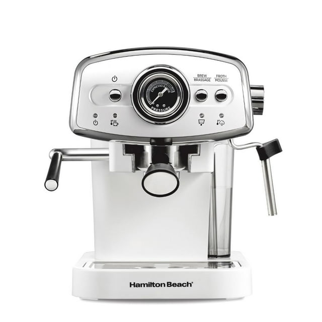 Cafetera para Espresso Hamilton Beach Slide & Lock Bomba Italiana de 15 Bares Color Blanco