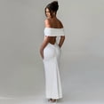 thumbnail image 5 of Women's Off Shoulder Corset Ruched Bodycon Formal Guest Dresses Maxi Dress for Wedding Cocktail White S, 5 of 10