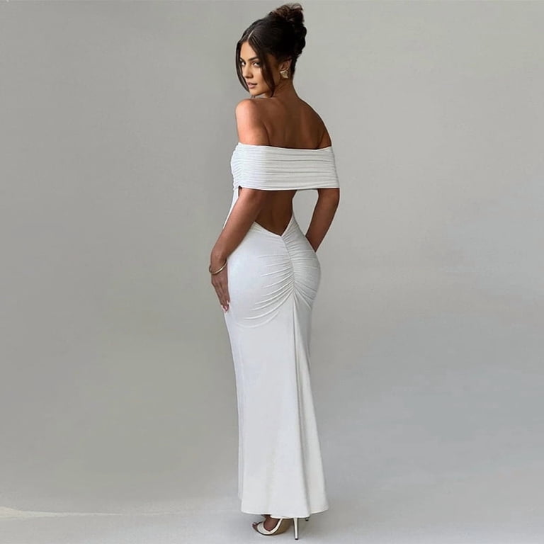 crochet dress strapless White Vintage Knit Maxi Maria XS Women Tops:4XL modern profile colorgrp-11153 Jovani 40035 V-Neck Strapless