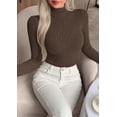 thumbnail image 4 of PRETTYGARDEN Long Sleeve Shirts for Women Fall Clothes | Soft Brushed Ribbed Knit Pullover, Mock Neck Lightweight Sweater, Comfy Underscrubs, Basic Casual Winter Layering Tops, 4 of 8