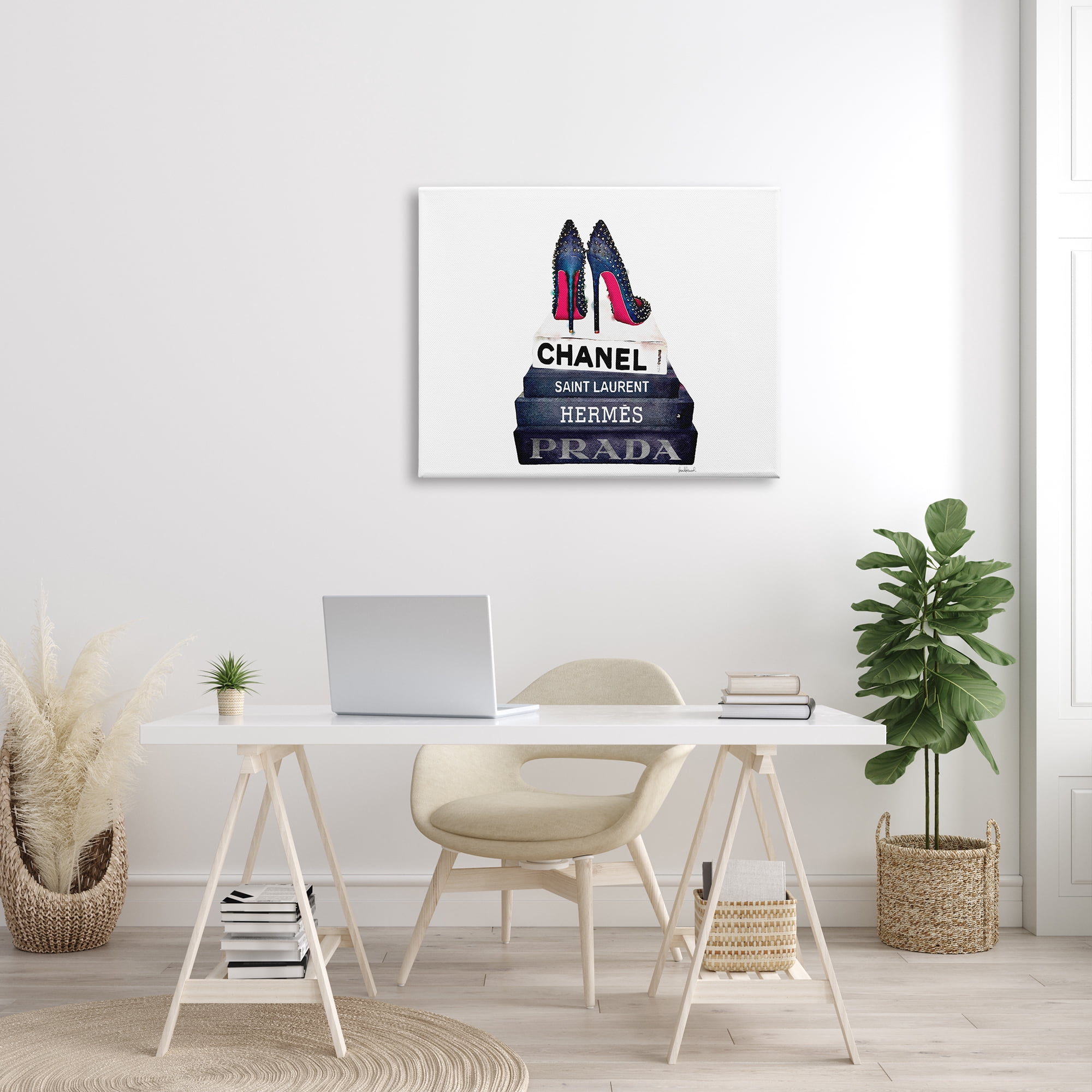 Stupell Industries Fashion Book Set BW Stud Pump Heels Canvas Art
