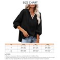 thumbnail image 5 of Mujeres con capucha Top encaje empalme cuello en V hombro caído cordón suéter suelto sudaderas para dama, 5 of 5