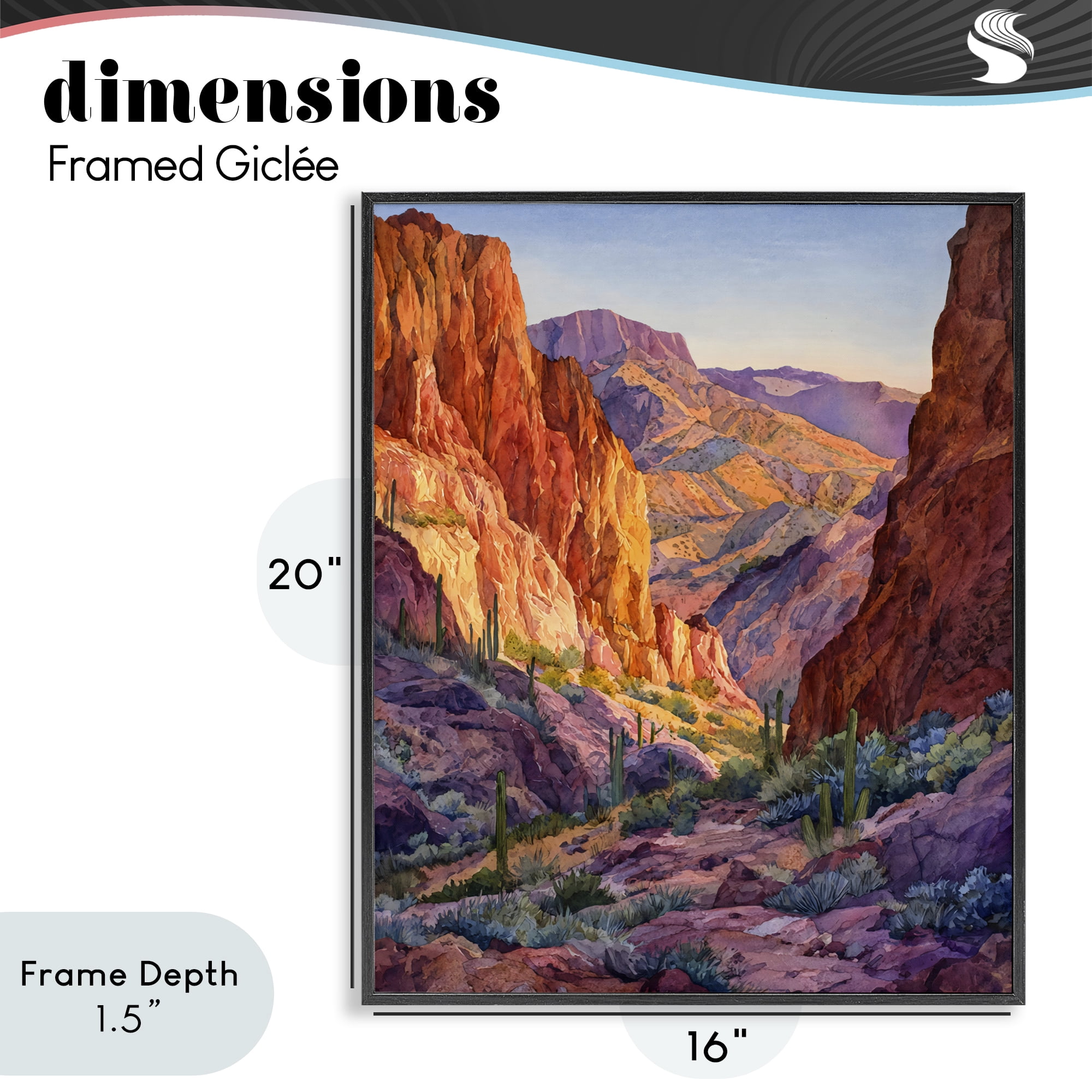 Stupell Industries Western Colors Canyon Black Framed Giclee Art, design by Franklyn Gregory