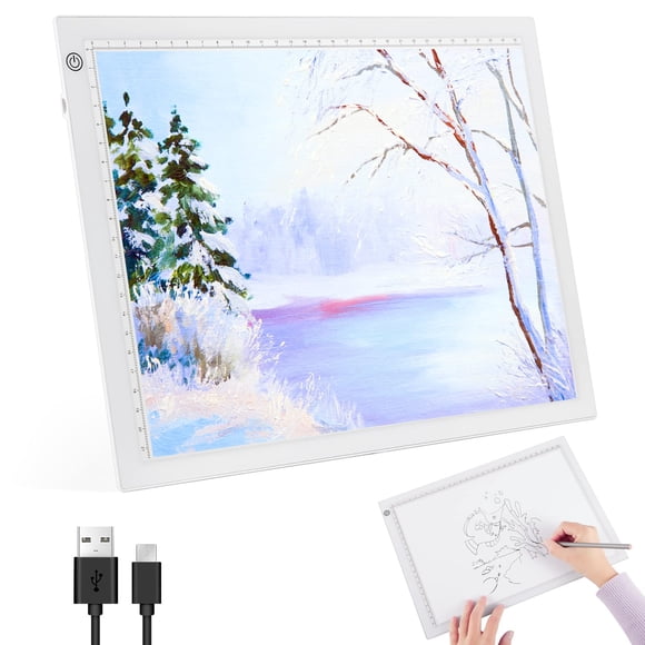 Mesa de Luz Dibujo A4, LonEasy LED Tableta de Luz de Iluminación de la Caja de Alimentación Brillo regulable LED Artcraft con Cable USB Ideal para Artistas, Dibujo, Bocetos, Anim