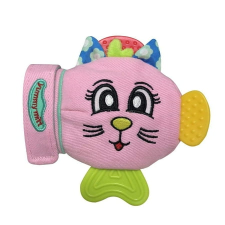 Tab Month Yummy Mitt Teething Mitten- -Natural Self-Soothing Handy Teething Remedy- 3-8 Months- 100% Cotton (NOT polyester) and Side Teether Tabs (Sophia the Kitten) ()