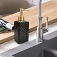 thumbnail image 6 of Gold Soap Dispenser, Ceramic Lotion Pump Bottle with Refined and Vintage Emboss, Home Decoration for Bathroom or Kitchen (White), 6 of 15