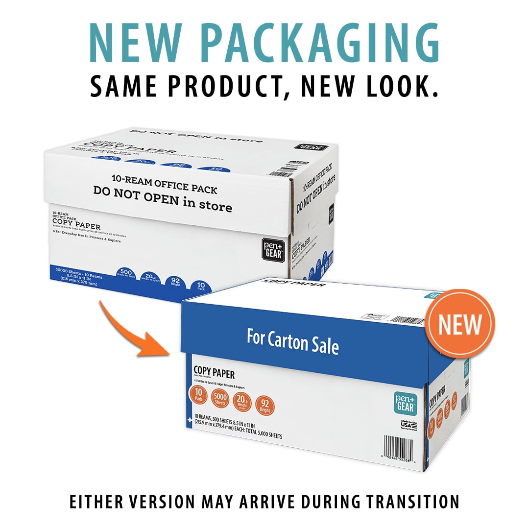Pen+Gear Copy Paper, 20 lb, White, 8.5" x 11", 1 Pallet, 40 Cases (200,000 Sheets)