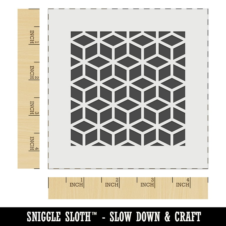 Geometric Cube Optical Illusion Pattern DIY Cookie Wall Craft Stencil - 4.5  Inch