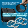 2 PCS Dust Control Flex Hose Cuff with 4 Stainless Steel Clamps 2-1/2 ...