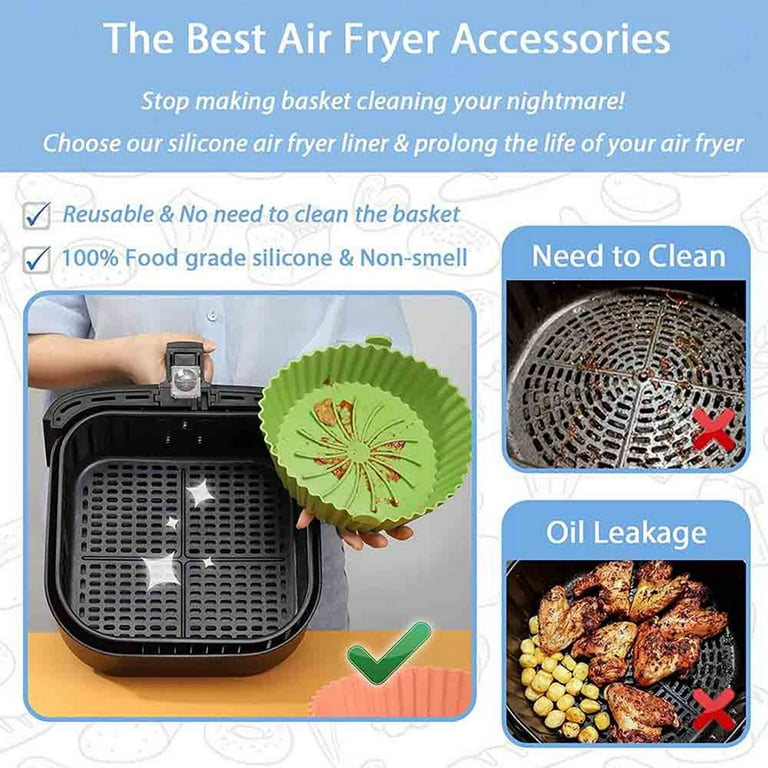 Air Fryer Silicone Pot,2-Pack 9.4 inch Reusable Air Fryer Liners Round Food  Safe Non Stick Air Fryer Basket Oven Accessories for Ninja COSORI 6 Qt or