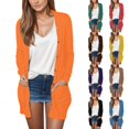 thumbnail image 4 of Cardigan à Manches Longues pour Femmes Cardigan Ouvert devant avec Poches Pull Léger à Plumes Décontracté, 4 of 7