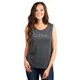 thumbnail image 2 of Coffee. Text Women's Fashion Sleeveless Muscle Workout Yoga Tank Top Charcoal Grey Large, 2 of 3