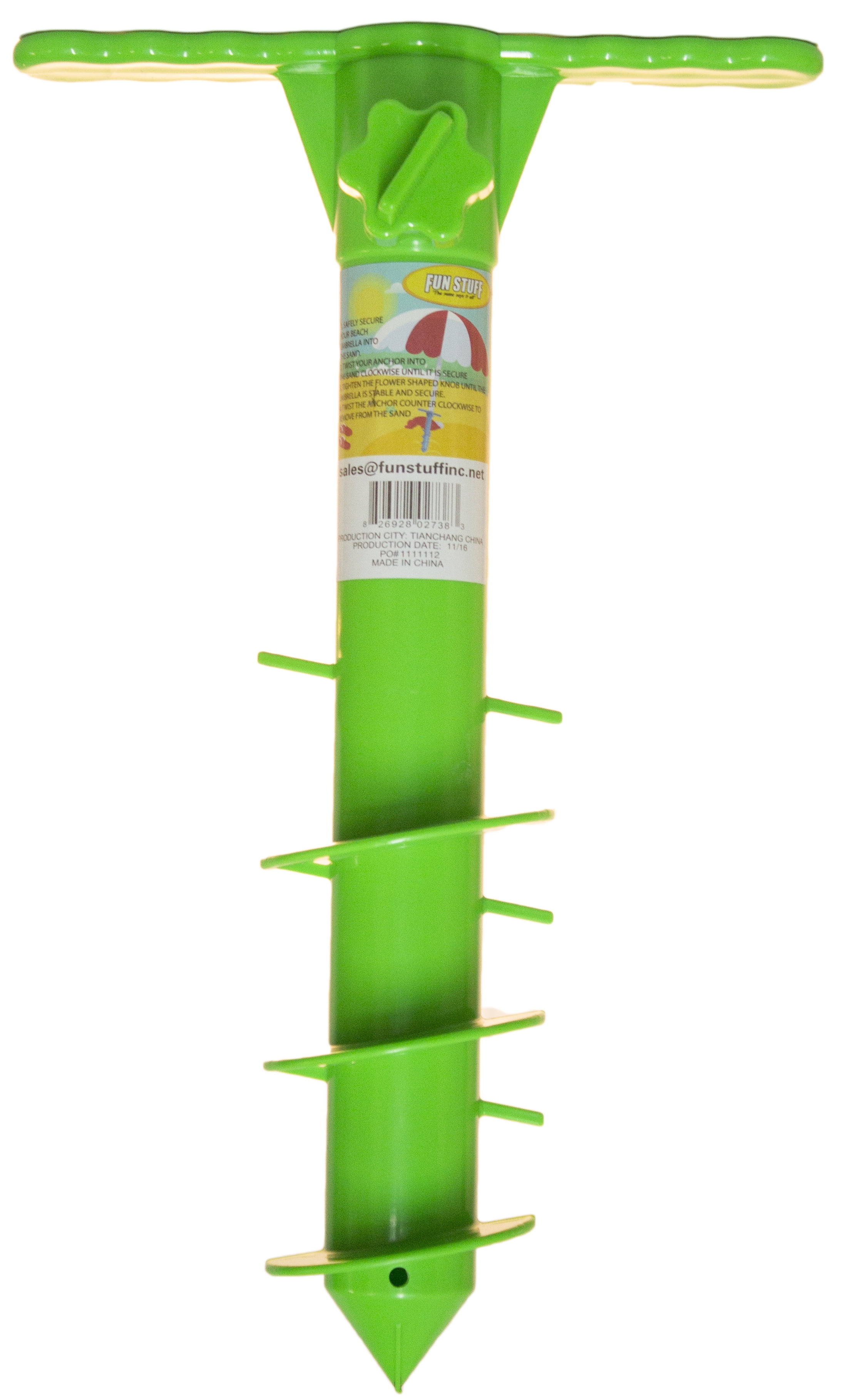 Fun Stuff 2" Green Plastic and Metal Umbrella Anchor