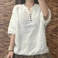 thumbnail image 2 of Timegard Hauts d'Été pour Femmes Col Montant Boutons Ample Léger Décontracté Manches Courtes Blouse, 2 of 6